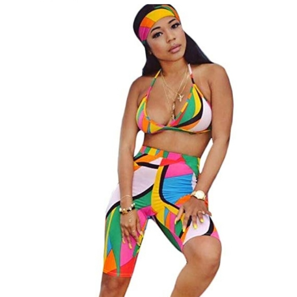 3 piece spandex shorts set